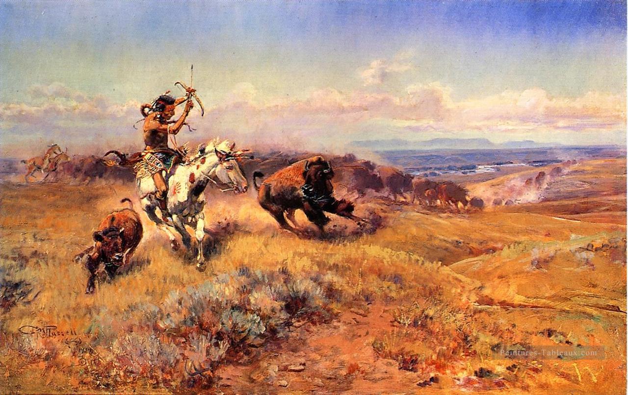 Cheval de la Hunter aka les Indiens de la viande fraîche Charles Marion Russell Indiana Peintures à l'huile